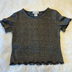 Urban Outfitters Sparkle Top Ruffle Trim Short Sleeve‎ Tee Shirt Sz M